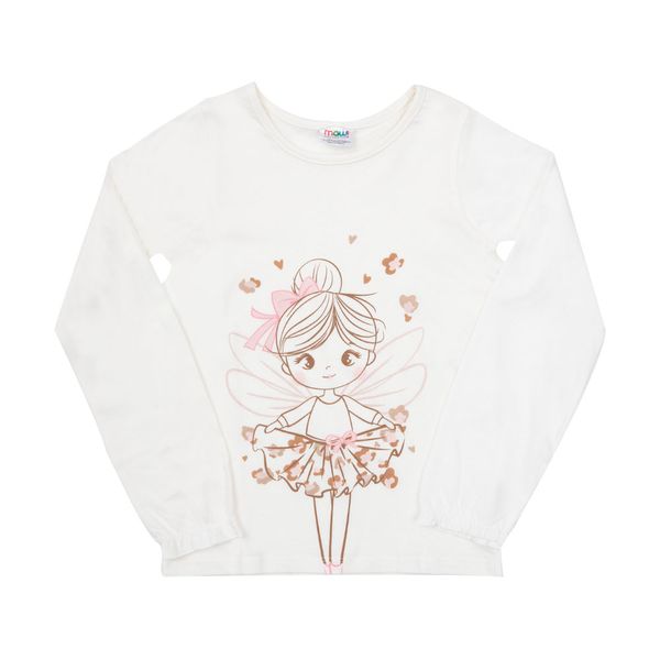 Maglia jersey manica lunga bimba bianca stampata - Mawi