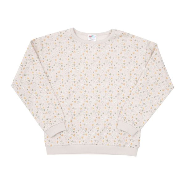 Felpa bimba beige stampa "cuoricini" - Mawi
