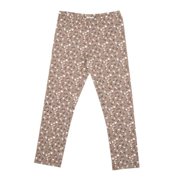 Legging stretch bimba marrone stampa "floreale" - Mawi