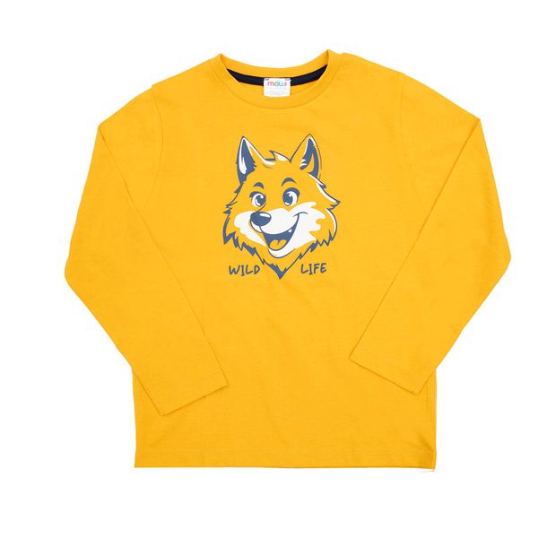 Maglia maniche lunghe bimbo gialla stampata - Mawi