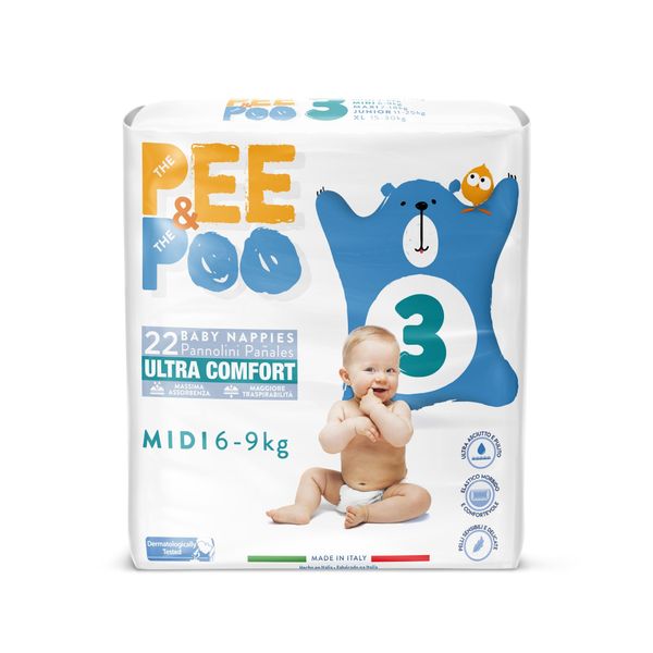 Pannolini ultrafit midi taglia 3 22 pz - pee&poo - PEE&POO