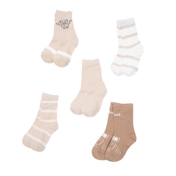 Set 5 paia di calze bimbo bianco e beige - Mawi