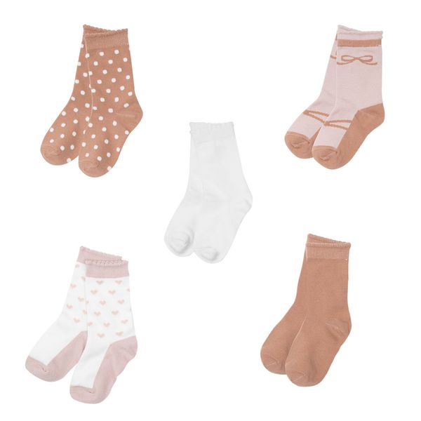 Set 5 paia di calze bimba bianco e marrone - Mawi