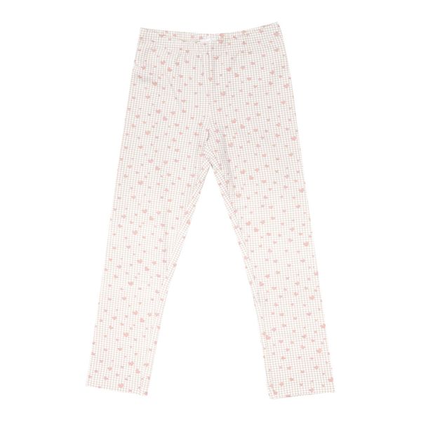 Legging stretch bimba beige trama a quadri stampati - Mawi