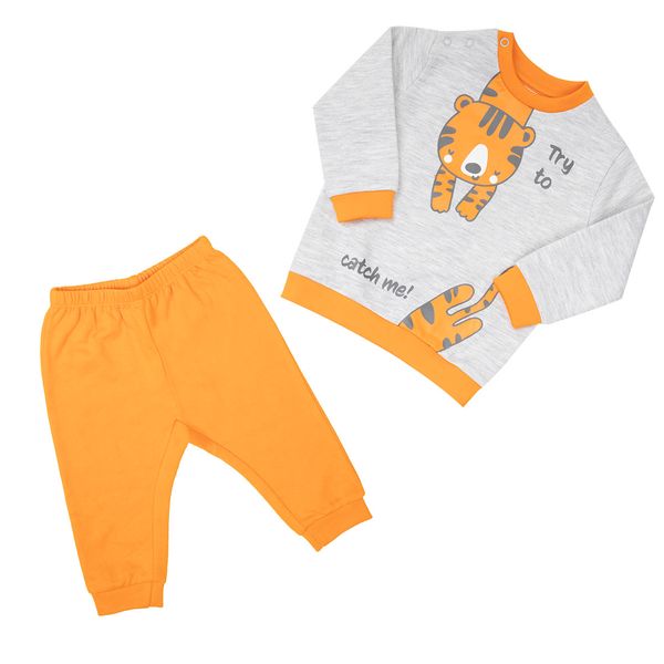 Pigiama due pezzi bimbo arancio "tigro" - Mawi