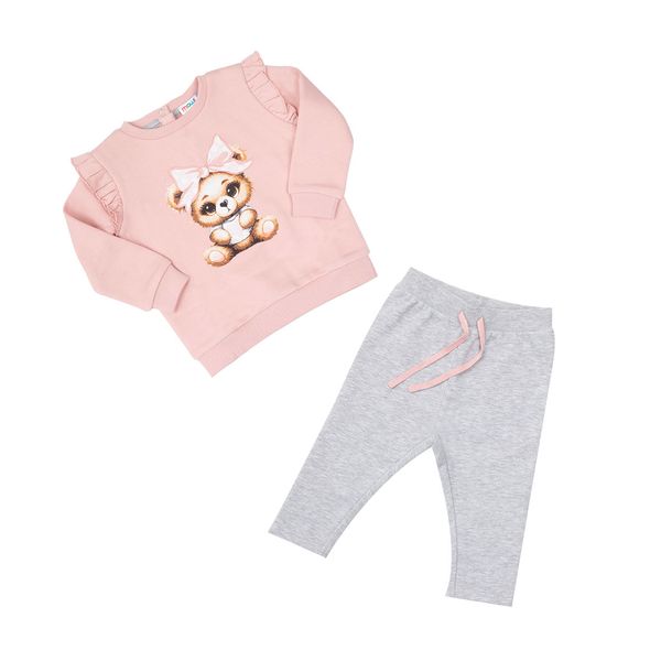 Completo jogging bimba rosa/grigio stampato - Mawi
