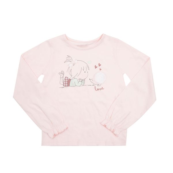 Maglia jersey manica lunga bimba rosa chiaro stampata - Mawi