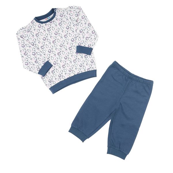 Pigiama due pezzi felpato bimbo bianco/blue stampato - Mawi