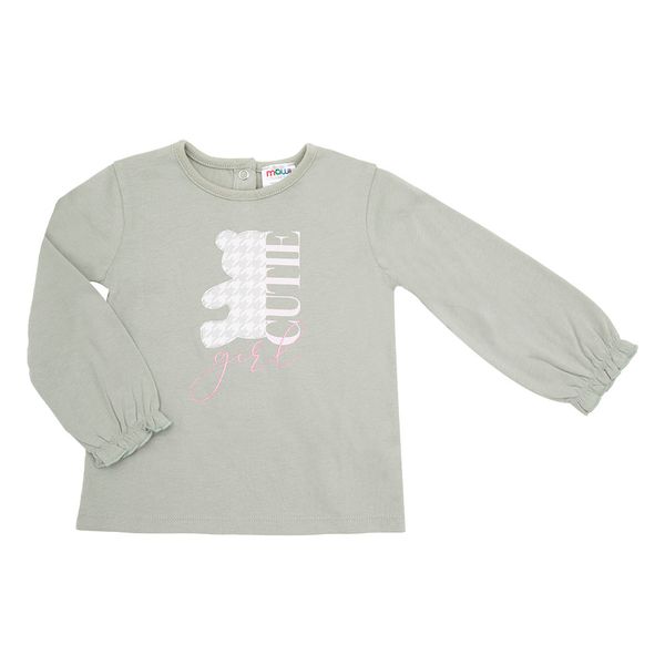 Maglia jersey manica lunga bimba verde stampata - Mawi