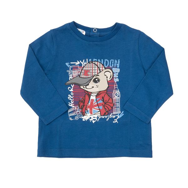 T-shirt maniche lunghe bimbo blu stampata - Mawi