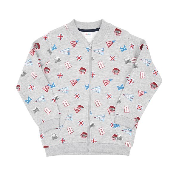Felpa con zip bimbo grigia stampata - Mawi