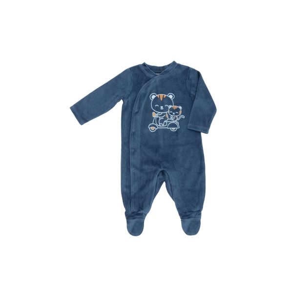 Tutina ciniglia bimbo blue scuro stampata - Mawi