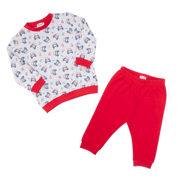 Pigiama due pezzi interlock bimbo blu/grigio stampato - Mawi