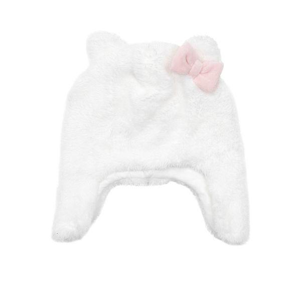 Cappello ciniglia bimba bianco con fiocchetto - Mawi