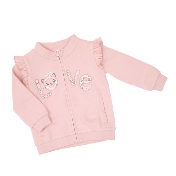 Felpa bimba rosa con zip stampata - Mawi