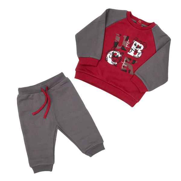 Completo jogging bimbo bicolor rosso/grigio - Mawi