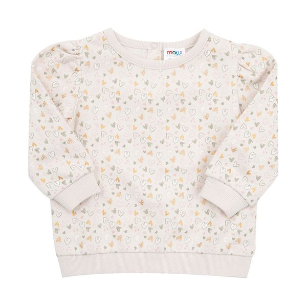Felpa bimba beige stampa "cuoricini" - Mawi