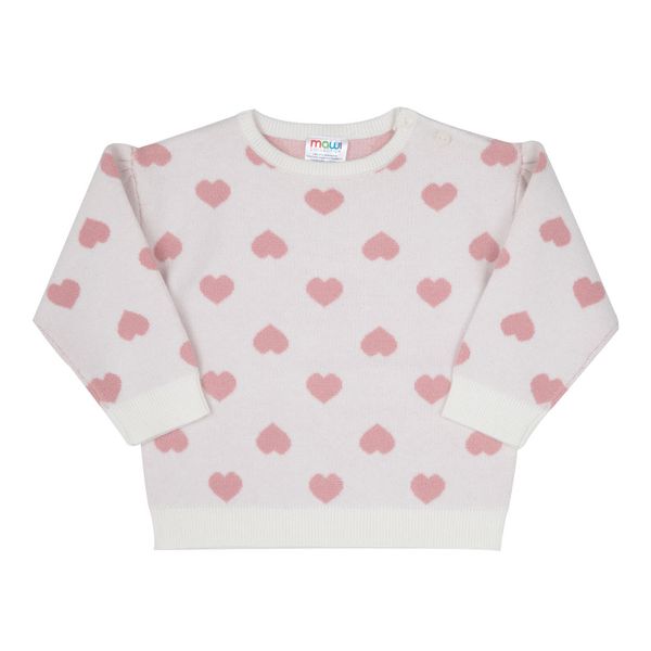 Maglia tricot bimba panna stampa "cuoricini" - Mawi