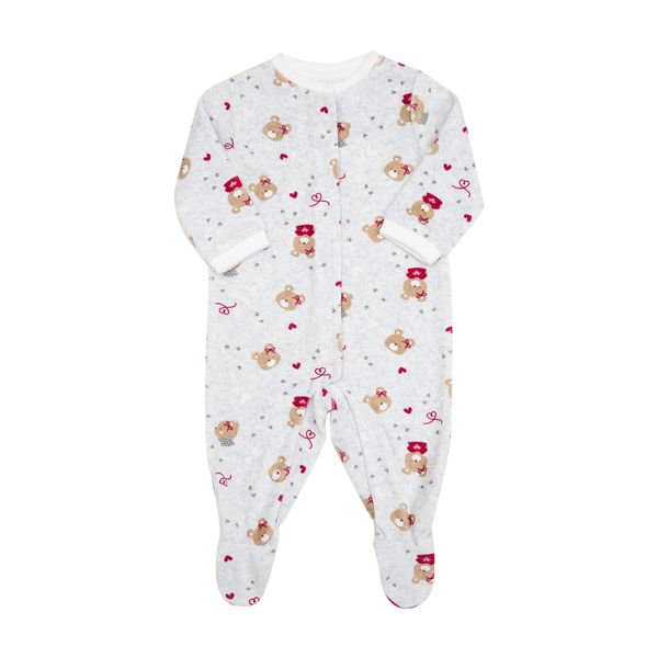 Tutina da bambina grigia "orsetti" apertura frontale - Mawi