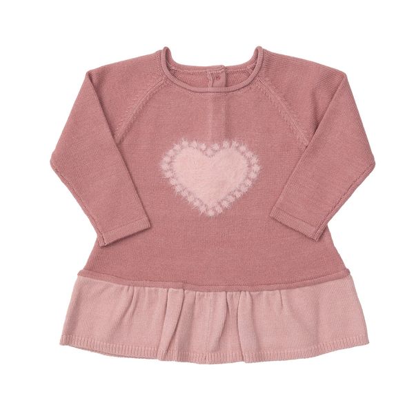 Vestito tricot bimba rosa con intarso - Mawi