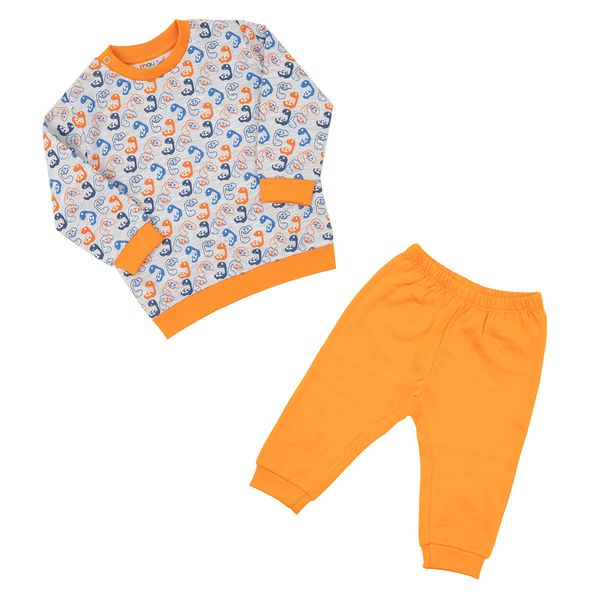Pigiama due pezzi bimbo bicolor arancio/grigio stampato - Mawi