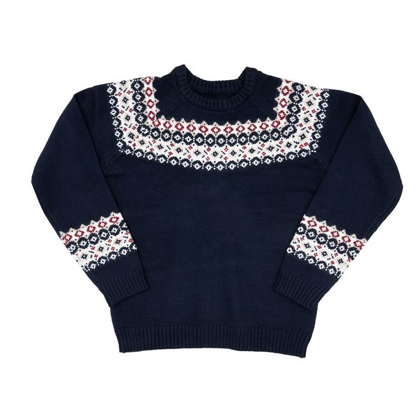Maglia tricot bimbo blu con greca larga - Mawi