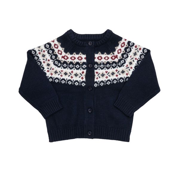 Cardigan tricon bimbo blue con intarso - Mawi