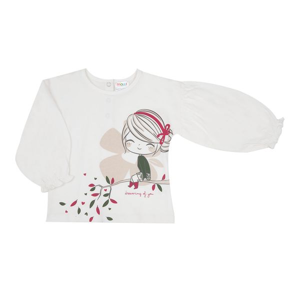 Casual t-shirt manica lunga bimba bianca stampata - Mawi
