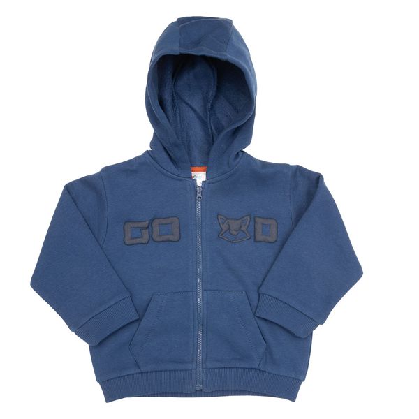 Felpa con zip e cappuccio bimbo blue stampata - Mawi