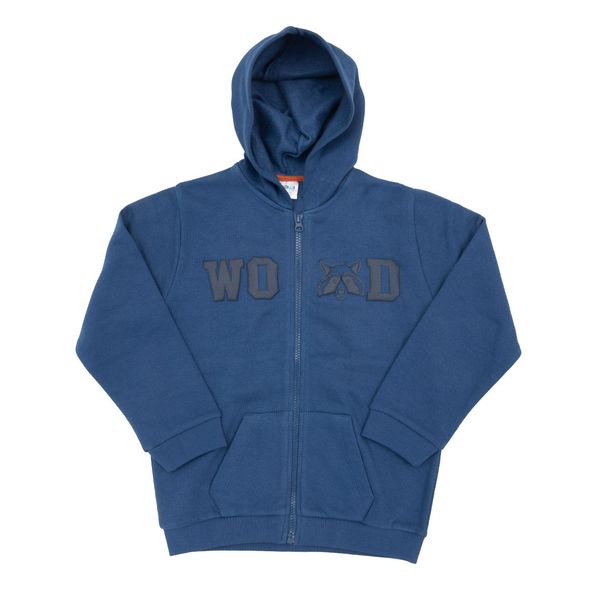 Felpa con zip e cappuccio bimbo blue stampata - Mawi