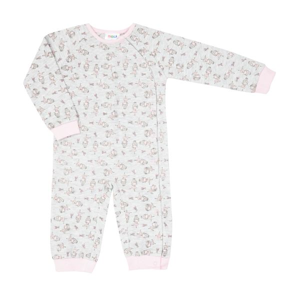 Pigiama intero bimba grigio/rosa stampa "ballerine" - Mawi