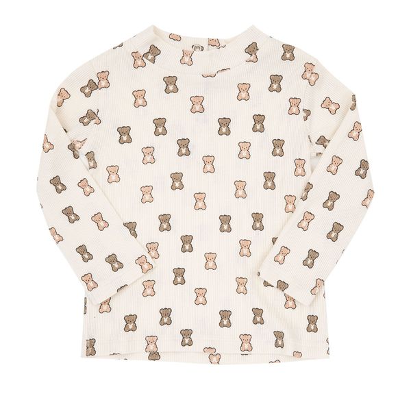 Lupetto maniche lunghe bimba panna stampato "orsetti" - Mawi