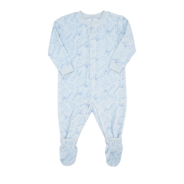 Pigiamone ciniglia bimbo azzurro stampato - Mawi