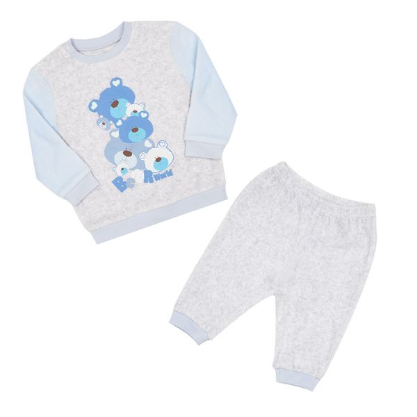 Pigiama due pezzi bimbo bicolor grigio/azzurro - Mawi