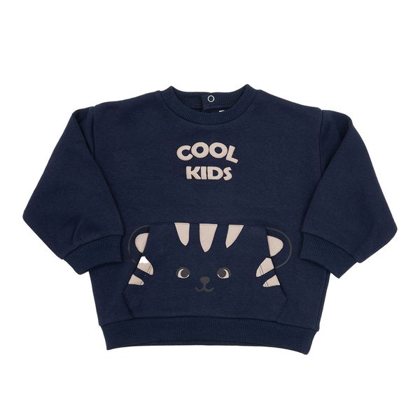 Maglia felpato bimbo blue scuro stampata - Mawi