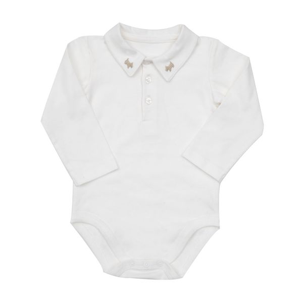Body jersey stretch bimbo bianco colletto ricamato - Mawi