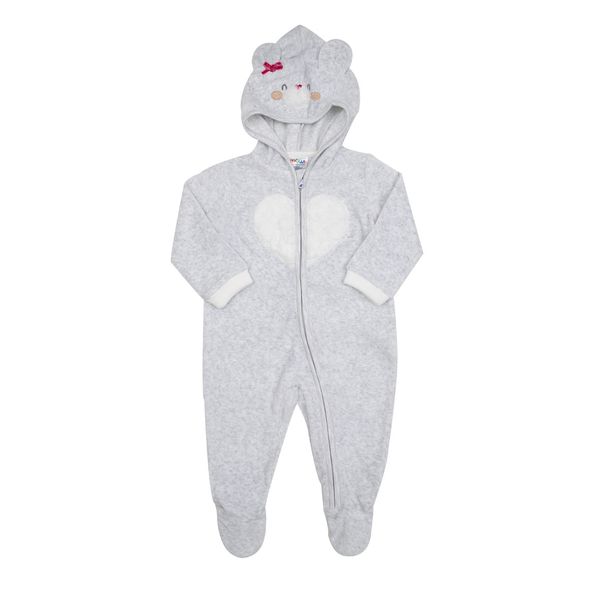 Tutina ciniglia con cappuccio bimba grigia "orsetto" - Mawi