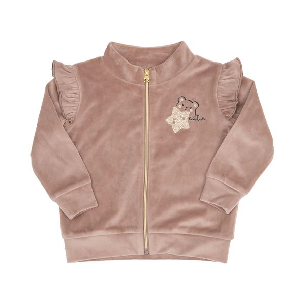 Felpa ciniglia zip bimba con rouches - Mawi