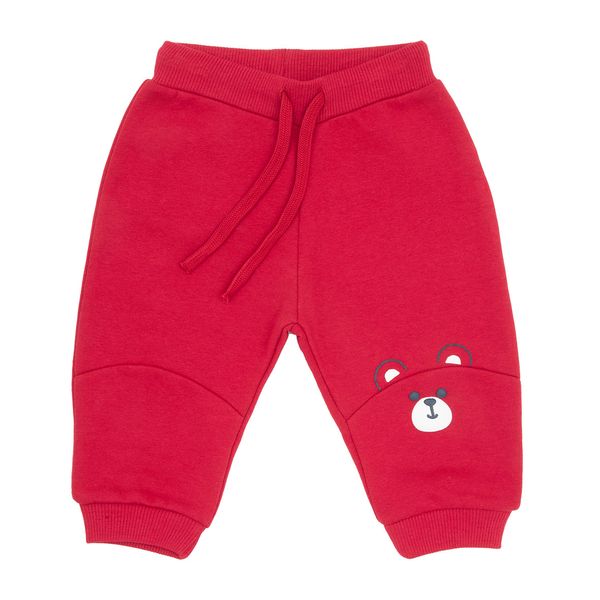 Pantalone felpato bimbo rosso "orsetto" - Mawi