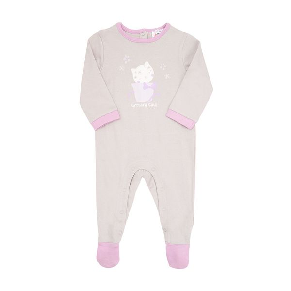 Tutina interlock bimba beige con stampa "gattina" - Mawi