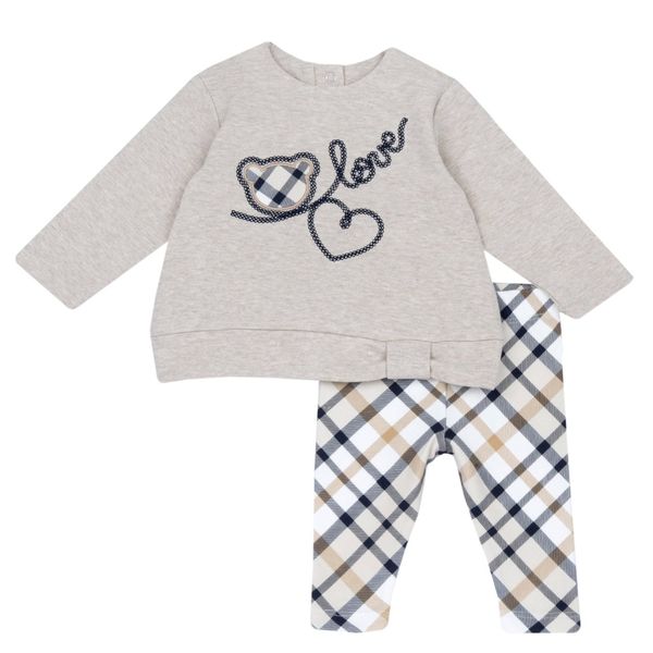 Set 2 pz sweat shirt+leggings orsetto con scritta love - chicco - Chicco