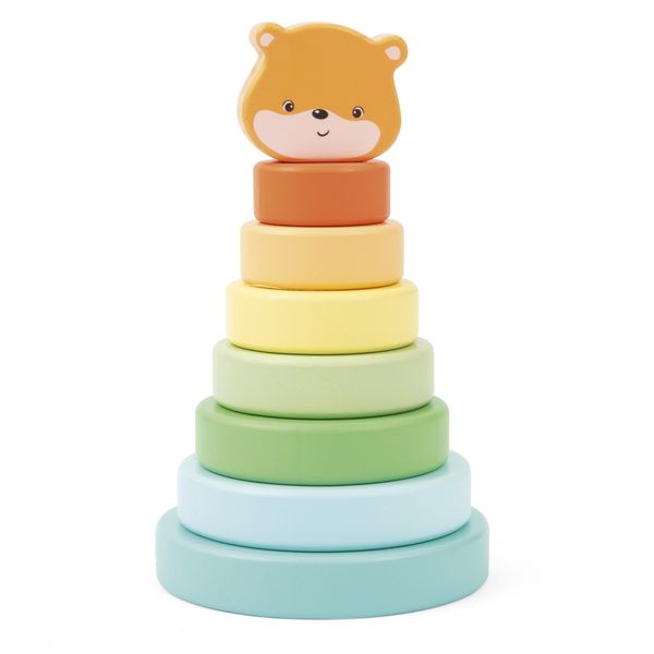 Torre arcobaleno impilabile con 6 anelli colorati - Wood N'play