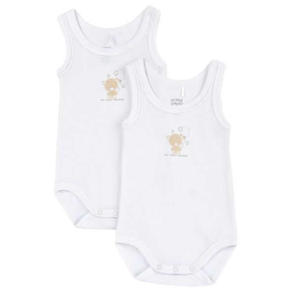 Chicco Set 2 Body Senza Maniche Per Bambino – Cotone Antibatterico, Fantasia Azzurro Con Cagnolini, Apertura Sul Patello, Prima Estate