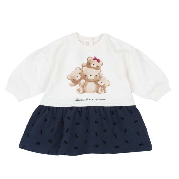 Abito m/l panna e blu con orsi - chicco - Chicco