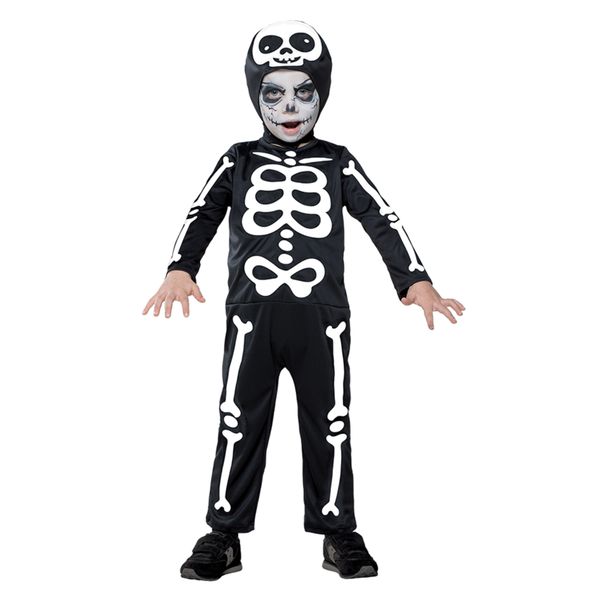 Costume halloween scheletrino baby con stampa, tuta in jersey elasticizzato e cuffia staccabile - taglia 1-2 anni - Carnaval Queen