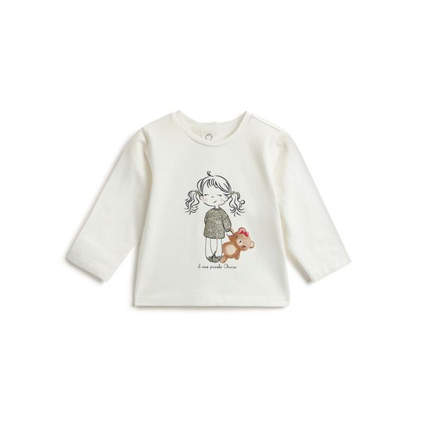 Maglietta a maniche lunghe panna stampata bimba e orsetto - chicco - Chicco