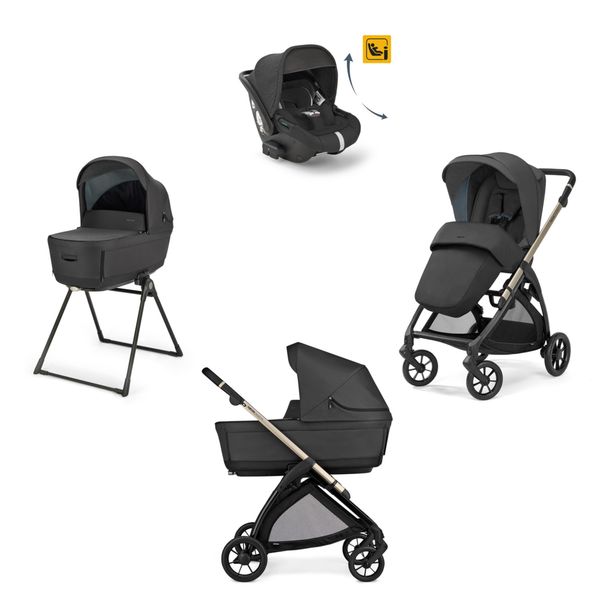 Electa system quattro colore upper black con telaio iridio black e seggiolino darwin infant recline - inglesina - Inglesina