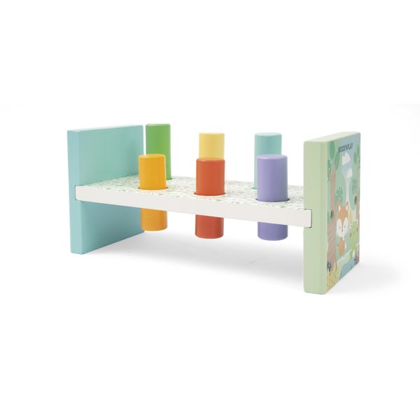 Banco gioco batti batti con martello e pioli colorati - Wood N'play