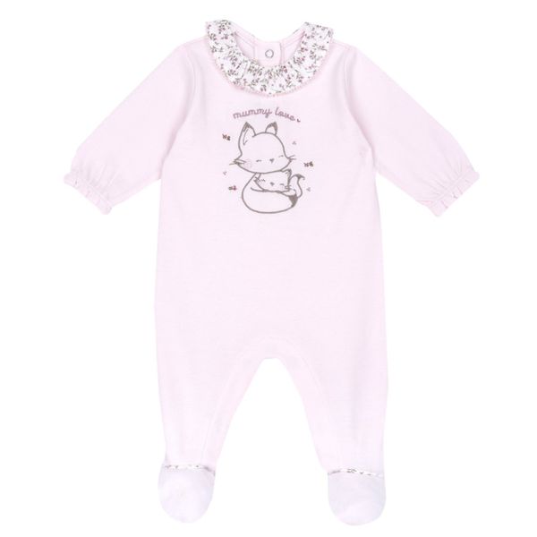 Tutina aperta entrogamba con colletto fiori e gattina - chicco - Chicco