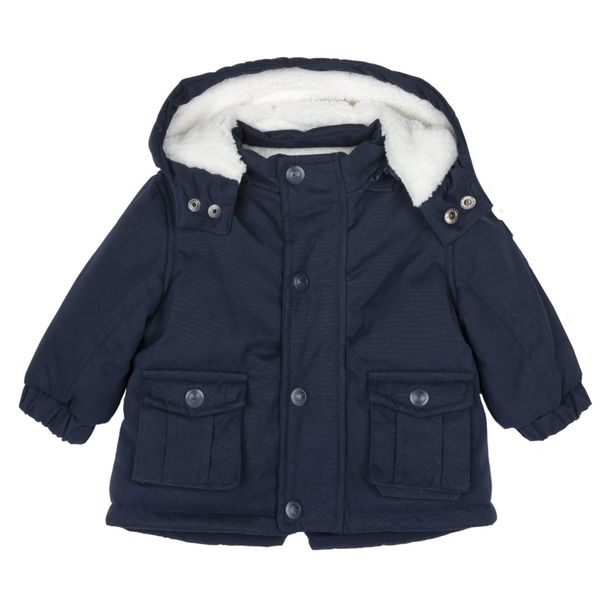 Parka blu lungo imbottito con cappuccio rimovibile - chicco - Chicco